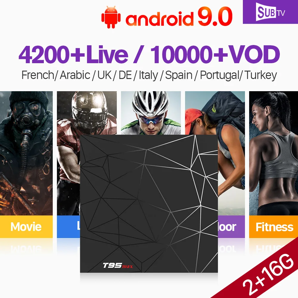 

T95max IPTV French Arabic Smart TV Box Android 9.0 With 1 Year SUBTV Code IPTV Subscription IP TV Belgium Germany Netherlands