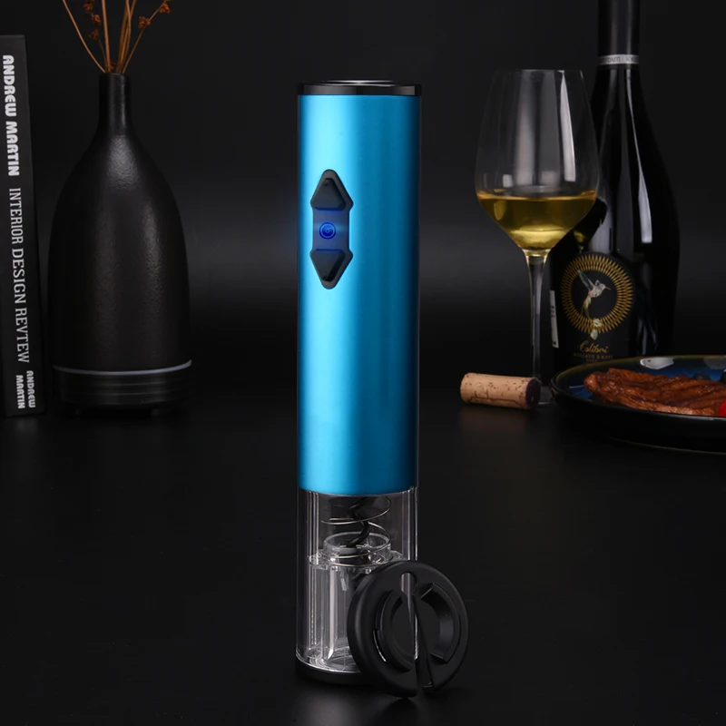 Автоматический Электрический штопор для бутылок вина набор открывалок с фольгой резак Kichen аксессуары - Цвет: Синий