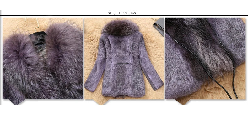 women real rabbit fur coat natural fur jacket female clothing (4)