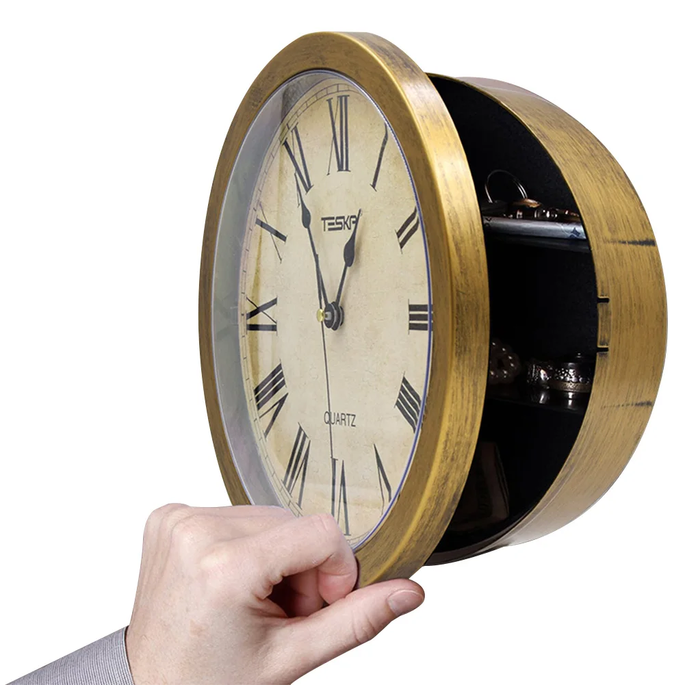 

Vintage Secret Pointer Home Watch Cash Storage Retro Security Clock Wall Hanging Safety Box Jewelry Office