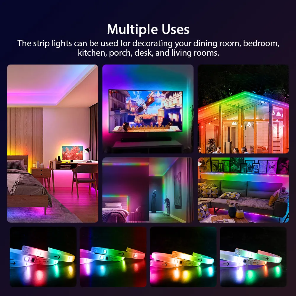 Weihnachten Licht, RGBIC LED Streifen Lichter IP65 wasserdicht, Segmentiert  DIY,ColorChasing wirkung, regenbogen licht Decor für Weihnachten baum -  AliExpress