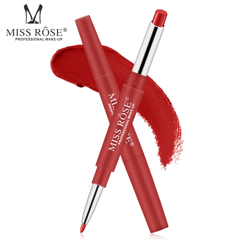 

MISS ROSE 2 in 1 Lip Liner Pen Waterproof Colorful Silk Smooth Lipstick Pen Pencil Stretch Lip Brush Tool Lip TSLM2 20 Colors