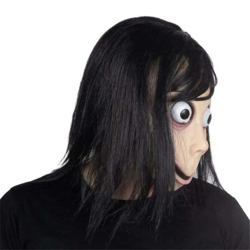 Смерть игра Момо маска нет взрыва Стиль с принтом «большие глаза» страшная маска крачка Хэллоуин женский парик "Призрак" Маски фестиваль вечерние изделия для игры