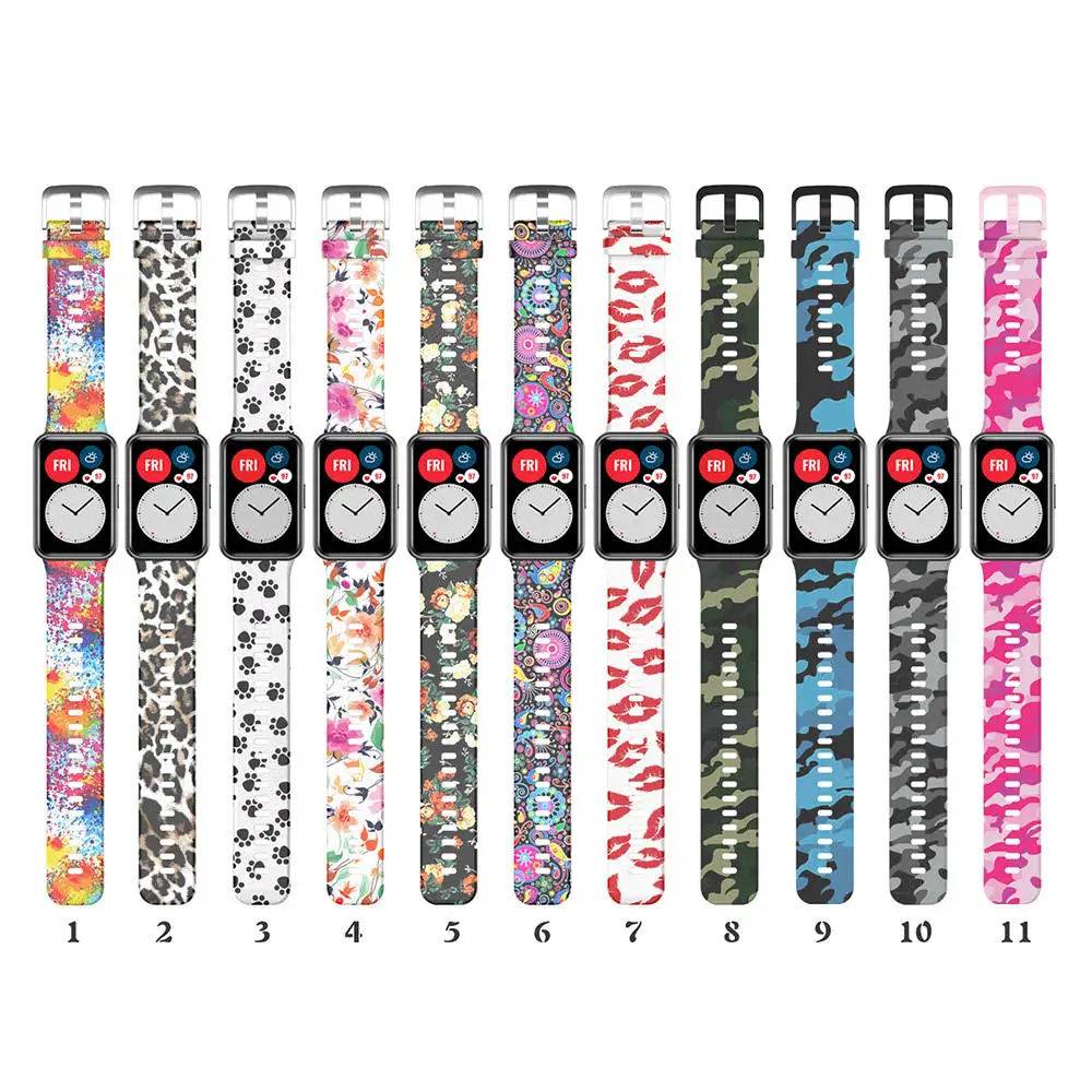 Printed Silicone Watchband for Smartwatch - Adjustable Wrist Strap with Tool Included