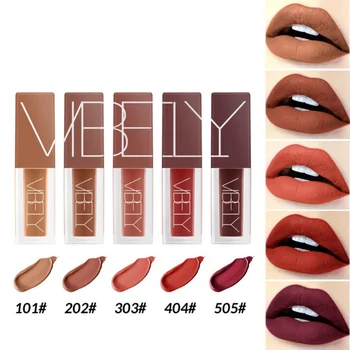 

5 Colors Set Velvet Matte Lip Glaze Water-resistant Lipsticks Non Stick Cup Luster,Fog Surface Liquid Lipstick