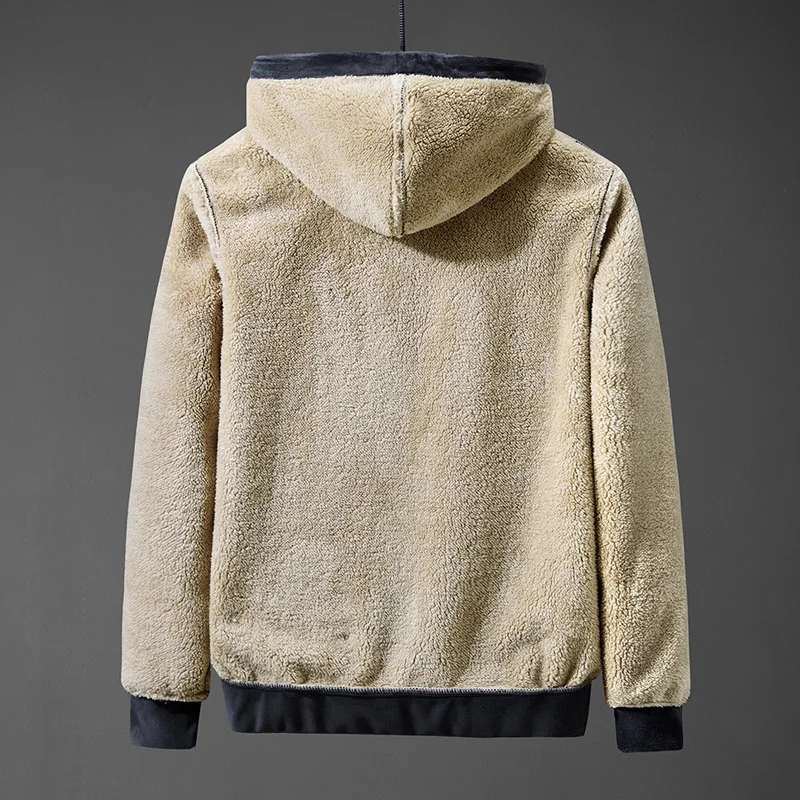Greatest  2019 Winter New Soft Velvet Men's Hooded Fleece Warm Jackets Thicken Casual Thermal Coat Big Size 4