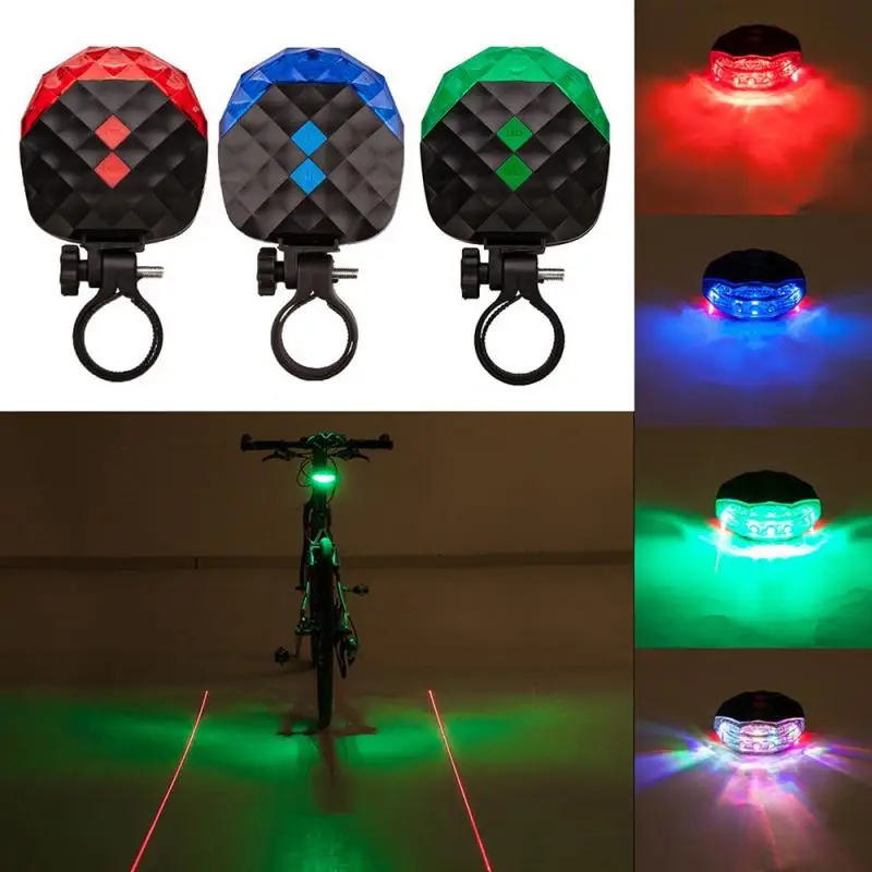 Bicycle LED Taillight Safety Warning Light 7 mode + 2 Laser Lamp Night Mountain Bike Rear Set Bycicle Accessories | Спорт и