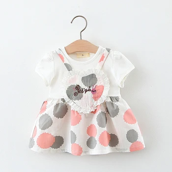 

Baby Girls Dress 2020 New Summer Baby Girl Elegant Princess Clothes Cute Girl Dot Short Sleeve Vestido Dress Baby Clothes 0-2Y