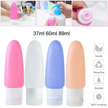 

4PCS Portable Silicone Travel Bottle Liquid Container Empty Refillable Packing Press Gel Lotion Shower Shampoo Squeeze Container