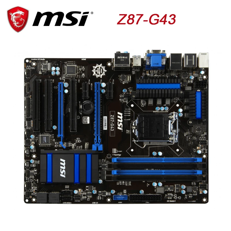 MSI Z87 G43 LGA 1150 DDR3 для Intel Z87M десктопная материнская плата SATA III USB3.0 PCI E X16 ATX комплект