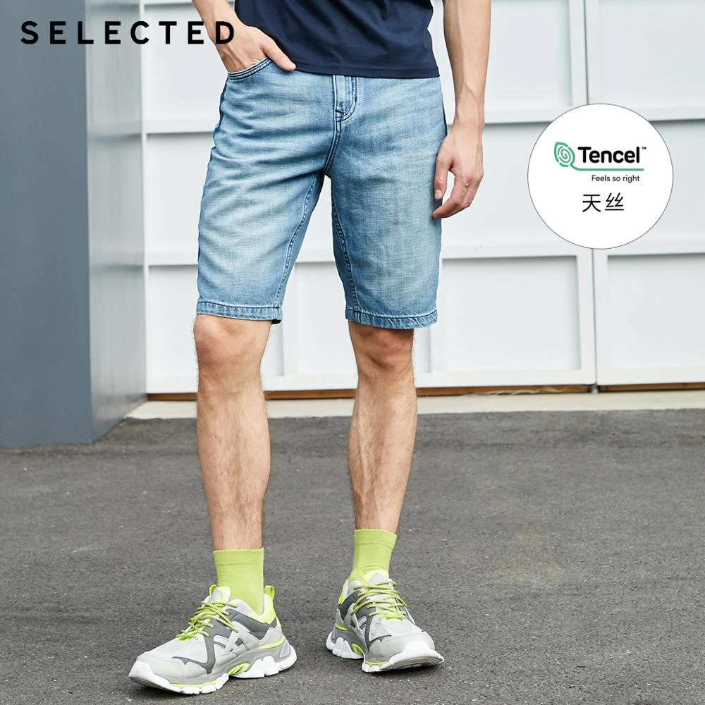 Pantalones vaqueros descoloridos de algodón y lino para hombre SELECTED C | 4192S3501|Pantalones cortos| - AliExpress