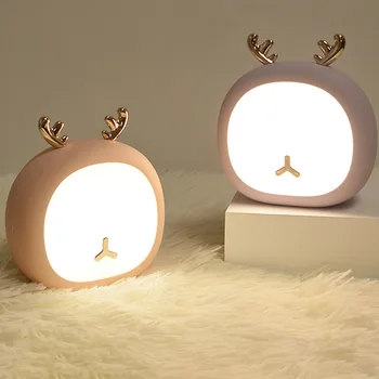 

Christmas Nightlight USB Charging Dimming Rabbit Touch Lamp Cartoon Soft Light Eye Protection Sleep Nightlight