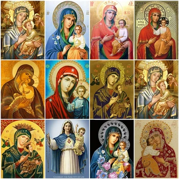 

AZQSD Full Square Diamond Painting Religion 5D DIY Needlework Full Kits Diamond Embroidery Mosaic Angel Home Decoration