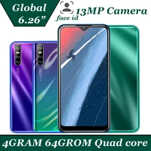 Not 8t su damlası ekran 19:9 64G ROM akıllı telefonlar Android dört çekirdekli 13MP kamera 6.26 ''4G RAM yüz kimliği unlocked cep telefonları