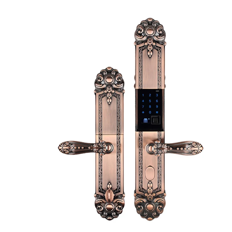 Smart Fingerprint European Retro Door Lock Full Automatically Password APP Remotely Unlock Classic An-ti theft Electronic Lock