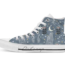 Заяц Луна дышащая Повседневная Высокая обувь на шнуровке холщовая Обувь Кеды Прямая