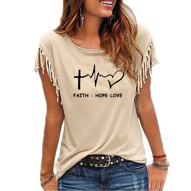 Faith Hope Love Christian Women T-shirt Sleeveless Casual Tshirt Summer Casual O-Neck Cotton TShirt Tops 1