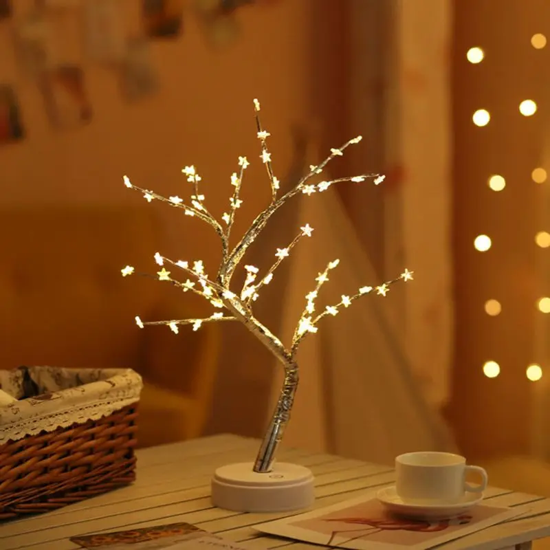 USB моделирование дерево настольная лампа креативная звезда снежинка сердце цветение Праздник дома Y1AB