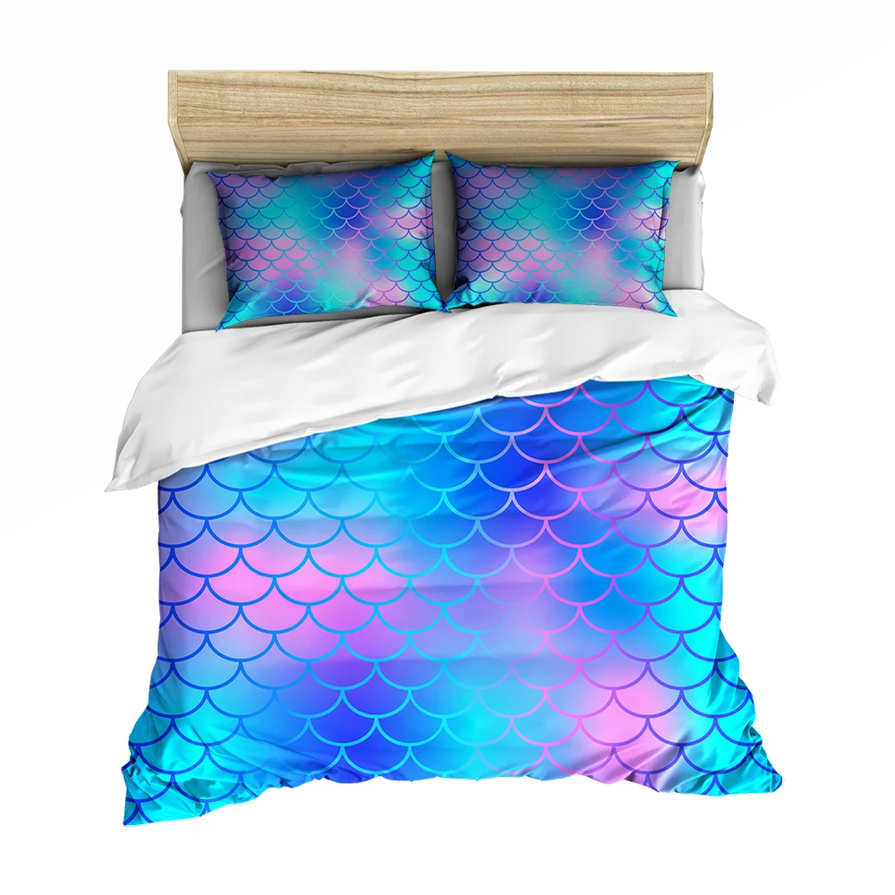 Mermaid Tail Girls Bedroom Duvet Cover Set Fish Skin Magic Blue Purple Bed Linen Set Home Microfiber Full Queen King Bedding Mermaid Tail Girls Bedroom Duvet Cover Set Fish Skin Magic Blue Purple Bed Linen Set Home Microfiber Full Queen King Bedding