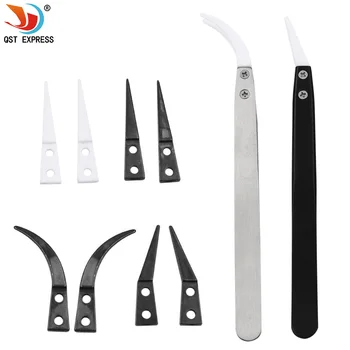 

Anti-Static Ceramic Tweezers Stainless Steel Electronic Cigarette Industrial Ceramic Tweezers Insulated Straight Curved Tip