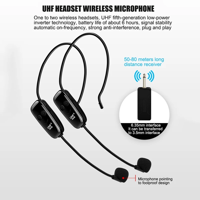 NEW-U12F Uhf One для двух беспроводная гарнитура, микрофон усилитель миксер подходит для обучения гидов лекций