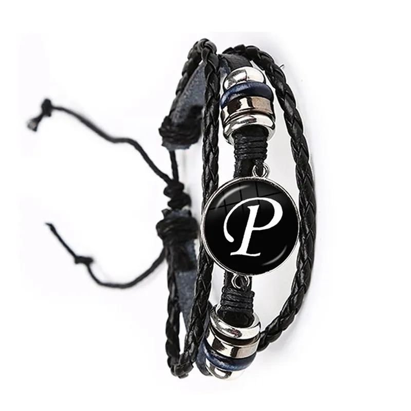 Bracelet Jewelry Fashion A-Z Single Alphabet Leather Bracelet 26 Letters