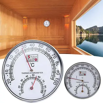 

2-In-1 Sauna Thermometer Metal Housing Exquisite Dial Temperature Humidity Measurement Sauna Thermometer Hygrometer for Houses
