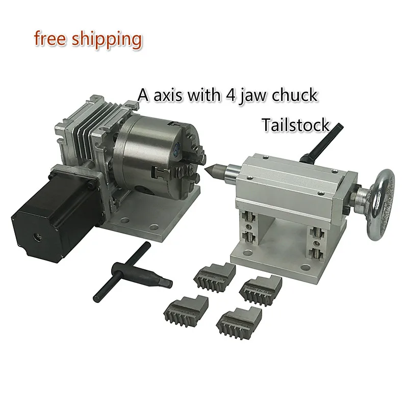 A Axis Rotary tailstock 4th with 80mm 4-Jaw Chuck for wood/metal CNC Router milling machine CNC3040 6040 6090 | Инструменты