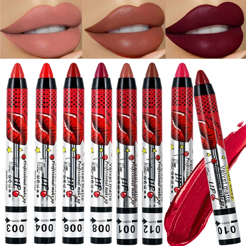 

12 Colors Velvet Matte Lipsticks Waterproof Long Lasting Non-sticky Sexy Red Lipstick Pen Women Makeup Cosmetics