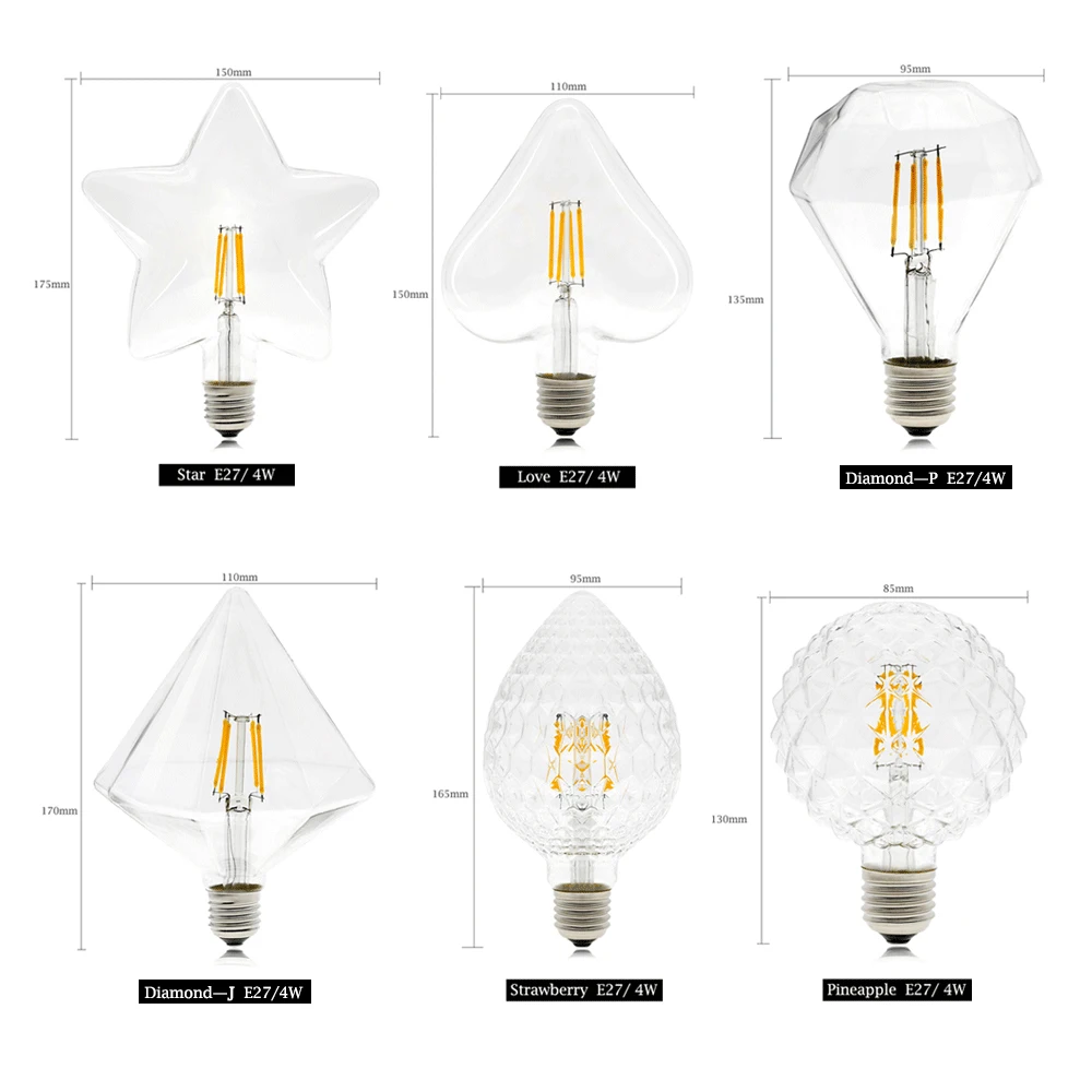 Светодиодная лампа накаливания ламп Retro Edison Light 220V E27 E14 2 8W Декоративная Vintage Style.