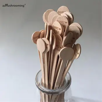 

Personalized Biodegradable Rustic Wooden Drinking Stirrers with Name and Date for Birthday Party