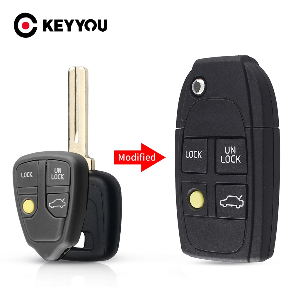 KEYYOU funda de repuesto para llave de coche, a distancia modificado, 4 botones, Volvo XC90, V40, V50, V70, V90, C30, C70, S40, S60, S70, S80|Llave de coche| - AliExpress