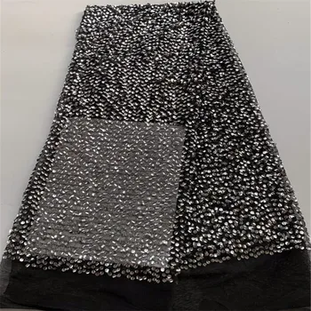 

African Lace Fabric 2020 Silver High quality 3d sequins with Embroidery Nigerian Lace Fabric For Women French Mesh Lace Fabric