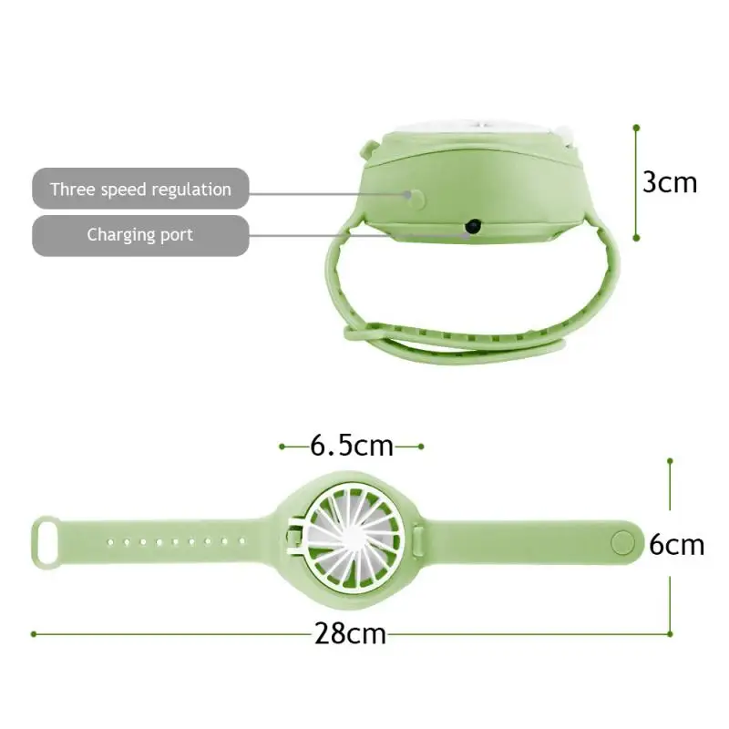 lehaha USB Rechargeable Fan with Comfortable Wrist Strap Portable Mini Fan Watch-Shaped 