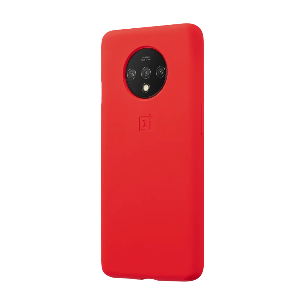 Красный Силиконовый чехол-бампер для OnePlus 7 T, красный, яркий, смелый, сделанный на заказ, гладкий, уникальный вид, три слоя, настоящая защита - Цвет: Красный