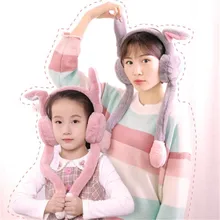 New Fashion Cute Dance Rabbit Ears Plush Earmuffs Comfortable Warm Earmuff Female Winter Outdoor Protect Ears Winter Accessories