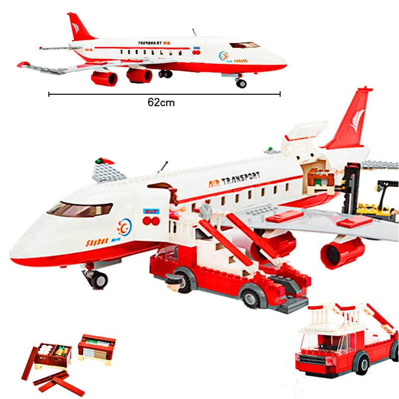 856Pcs City Large Passenger Plane Airplane Model Bricks Brinquedos Airbus Avion Building Blocks Educational Toys For Children | Игрушки и