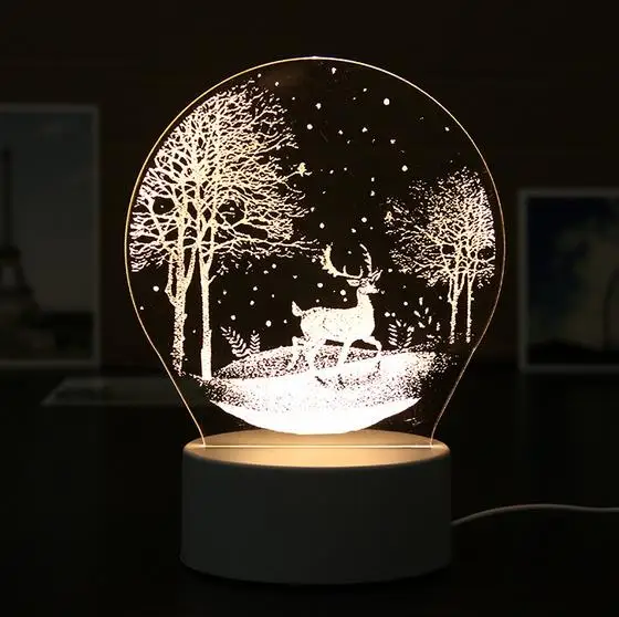 3D светодиодный Настольный светильник из смолы ночник милый медведь любовь замок настольный свет ABS+ Смола мульти-дизайн подарочная лампа для детской спальни - Цвет абажура: snow deer