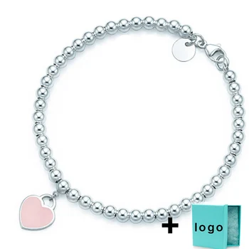 

SL TFB Rllen Original 925 Sterling Silver Classic Pink Love Bead Bracelet, Suitable for Ladies To Attend The Party Free Delivery
