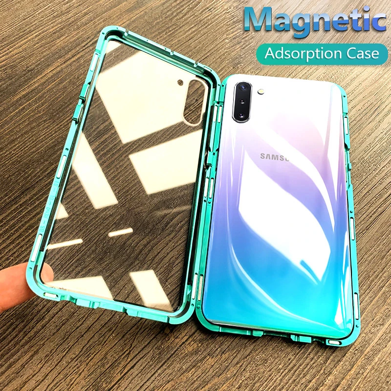 

Magnetic Metal Case For Samsung Galaxy A30S A10 A20 A40 A50 A70 S9 S8 S10 Note 10 M10 M20 M30 A6 A8 Plus 2018 Back Glass Cover