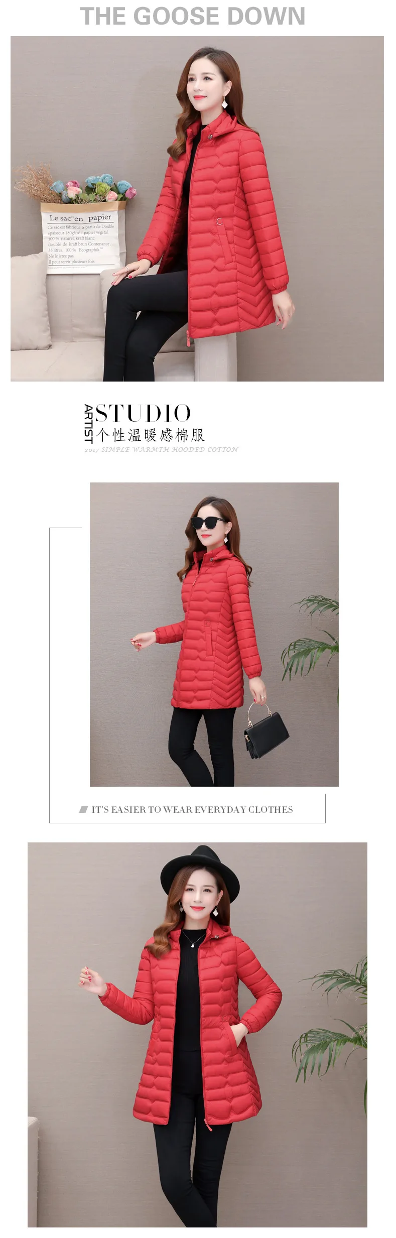 New Style Cotton-padded Clothes Women's Mid-length down Jacket Cotton-padded Clothes Middle-aged Women's Mom Winter Coat Co
