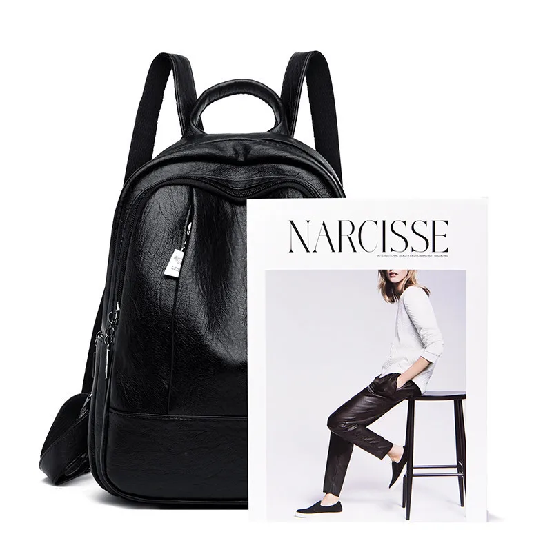 Black Backpacks Women Designer High Quality Soft Leather Fashion Back Bag Brand Mochilas Mujer 2019 Packbag Female Travel Bags