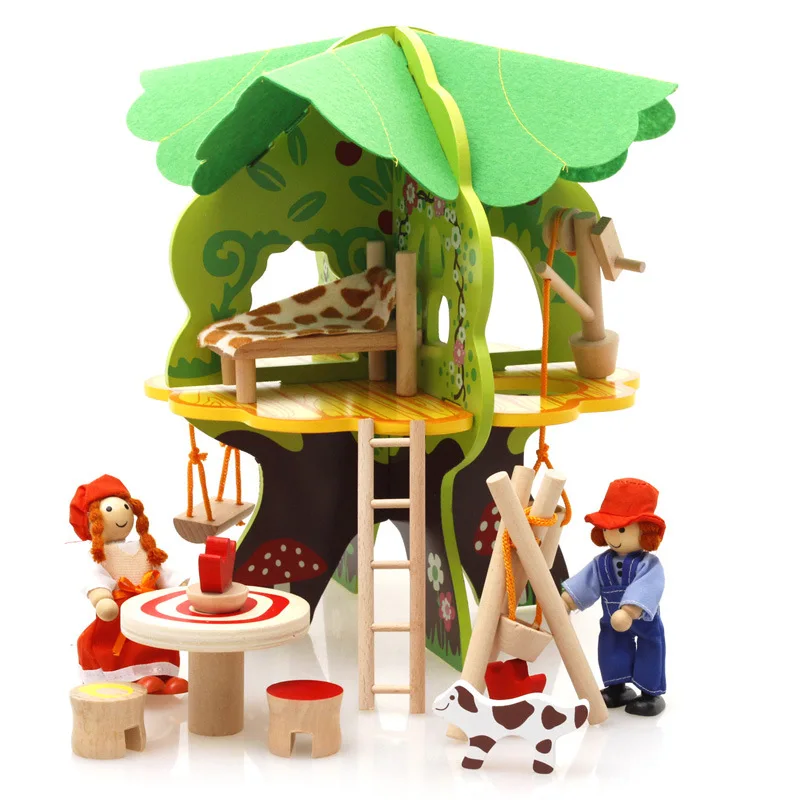 

Children Hand-made Wooden Play House Toys 3D Assembled Tree House Split Assembled Combination Model Early Childhood Educational