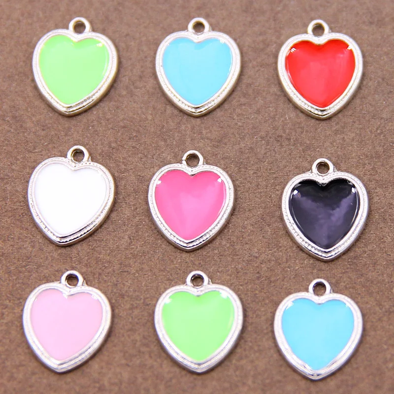30pcs 9*9mm 7 Color Metal Enamel Small Mini Heart Charms Gold Plated Love  Pendants For DIY Bracelet Necklace Jewelry Making - AliExpress