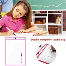 1pc reutilizável seco apagável bolsos transparente escrever e limpar a placa de desenho seco escova saco arquivo bolso para ensinar crianças pastéis