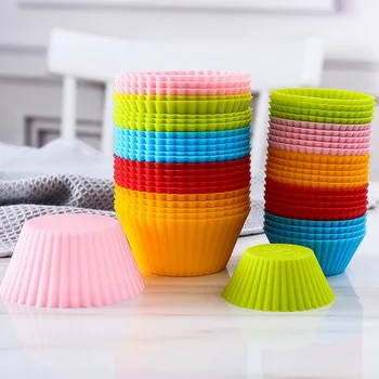 

New 12Pcs/Set Baking Cup Liner Baking Molds Round Shape Silicone Cupcake Mould Maker Mold Tray DIY Cake Decorating Tools