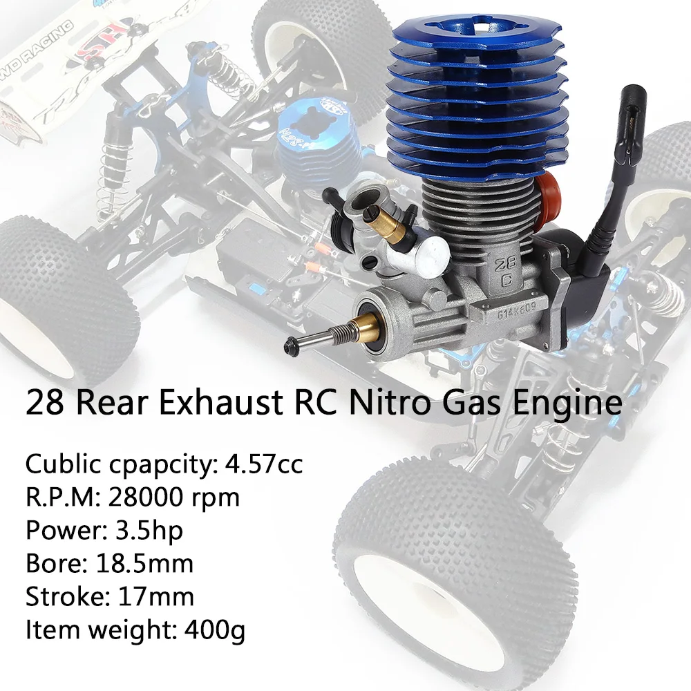 SH28 Задний Выхлопной двигатель RC Nitro Gas 4.57CC для HSP HPI гонки RedCat 1/8 баги монстр Truggy