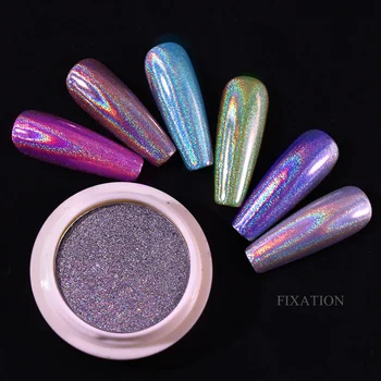 Kaufen 1 Box Holographische Nagel Pulver Feine Regenbogen Nail Art Glitter Pulver Für Salon Hause Nagel Kunst DIY Deco Laser Flash Pulver Titan