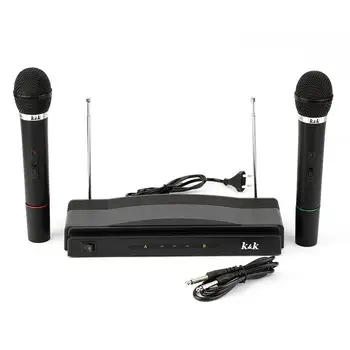 

Wireless Microphone System Professional Dual Cordless Handheld microphone 2 Channel Cordless Mic Kit For Studio Karaoke