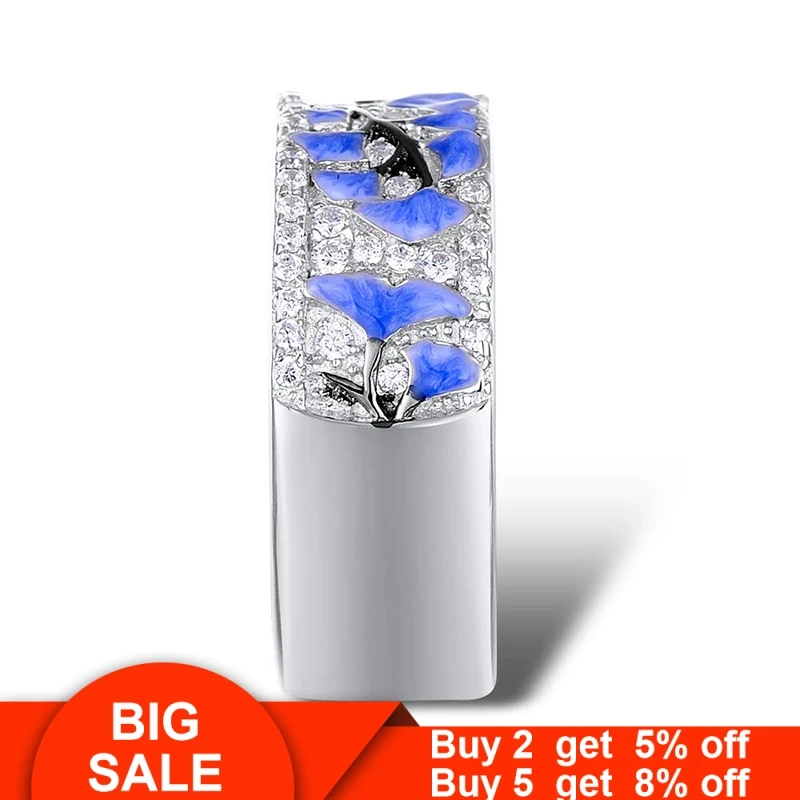 Elegant Female Flower ring 925 Sterling silver Bijou Pave cz Party Wedding Band Rings for women men Fashion Statement Jewelry